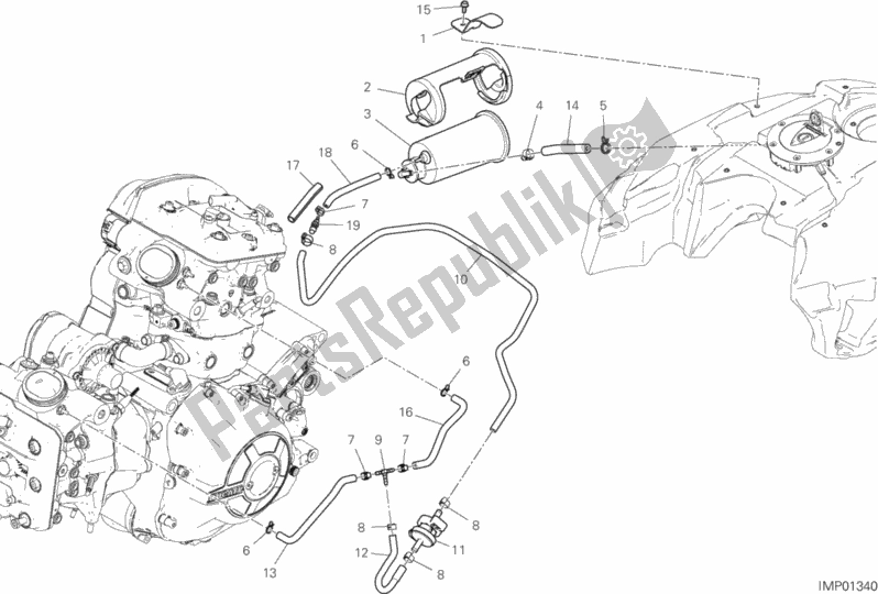 Tutte le parti per il Filtro Contenitore del Ducati Diavel 1260 S USA 2020